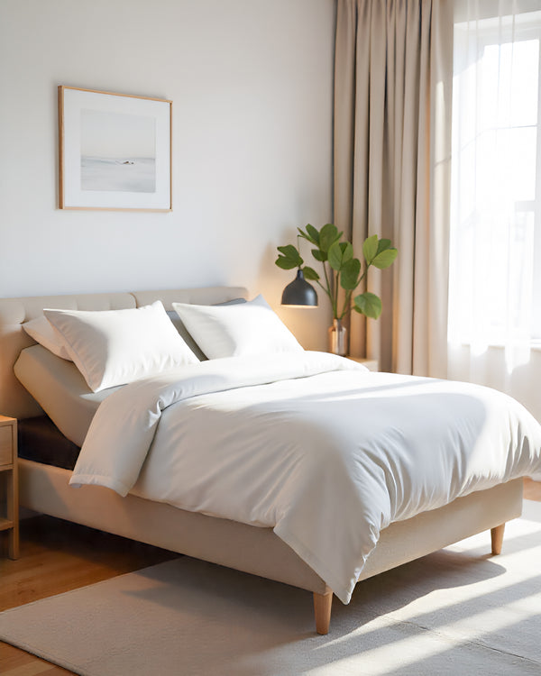 PureEase 1 Piece Top Split Microfiber Fitted Sheet- Light Gray