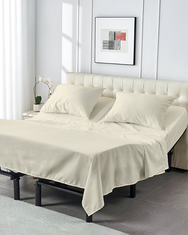 SplitLuxe Giza 4-Piece Split Head Sheet Set – Whisper Ivory