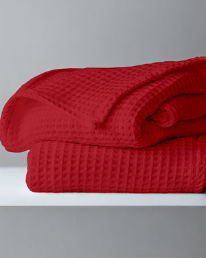 Havenweave Microfiber 1 Piece Waffle Coverlet - Candy Red-Bed Layers-Shreem Linen-Slumber Sphere