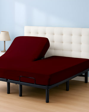 SleepSync Giza 1 Piece Split Head Fitted Sheet – Luxe Burgundy