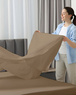 SleepEase Split Head 4 Piece Sheet Set- Taupe