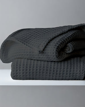 Havenweave Microfiber 1 Piece Waffle Coverlet - Smoky Black-Bed Layers-Shreem Linen-Slumber Sphere