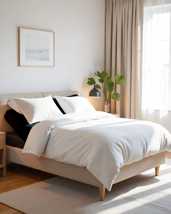 PureEase 1 Piece Top Split Microfiber Fitted Sheet- Navy Blue