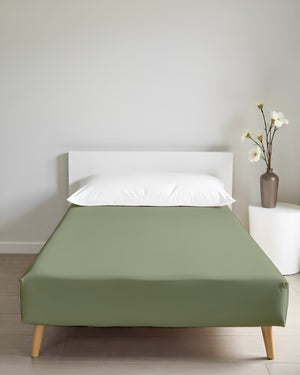 Luxe Giza Cotton 1 Piece Cot Fitted Sheet - Sage