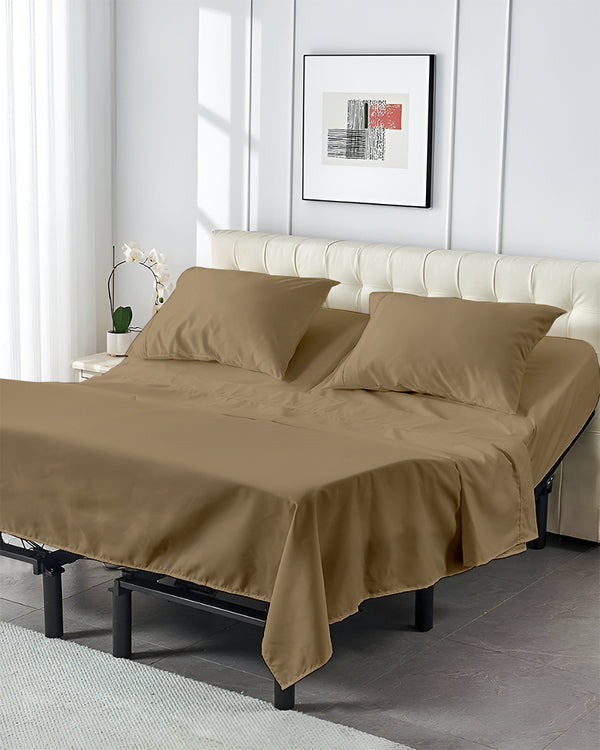 SplitLuxe Giza 4-Piece Split Head Sheet Set – Earth Taupe