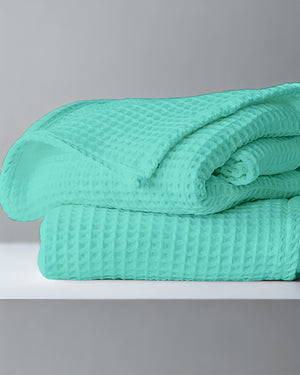 Havenweave Microfiber 1 Piece Waffle Coverlet - Turquoise-Bed Layers-Shreem Linen-Slumber Sphere