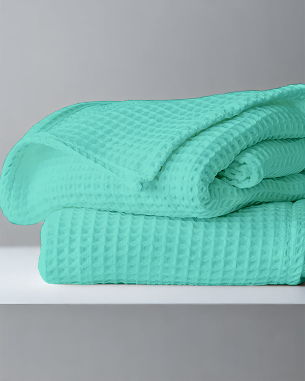 Havenweave Microfiber 1 Piece Waffle Coverlet - Turquoise-Bed Layers-Shreem Linen-Slumber Sphere