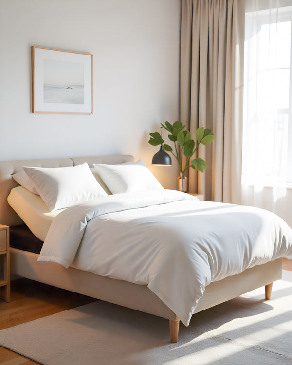 PureEase 1 Piece Top Split Microfiber Fitted Sheet- Ivory