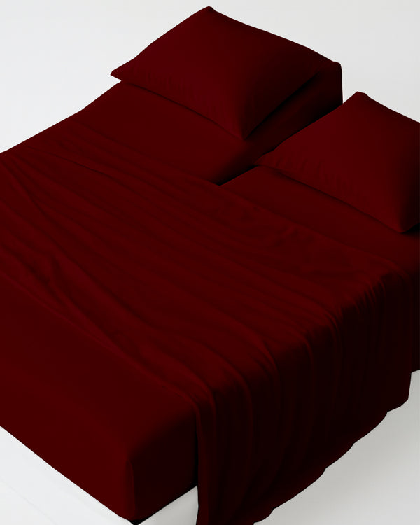 Softline Split Ultra-Soft 5-Piece Cotton Split Beds Sheet Set - Burgundy