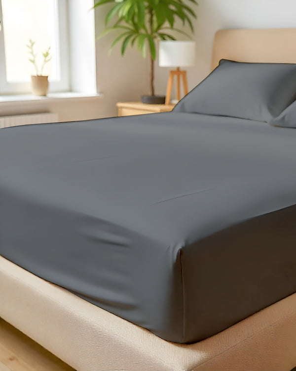 SleepNest 3 Piece Brushed Microfiber Fitted Sheet Set- Dark Gray