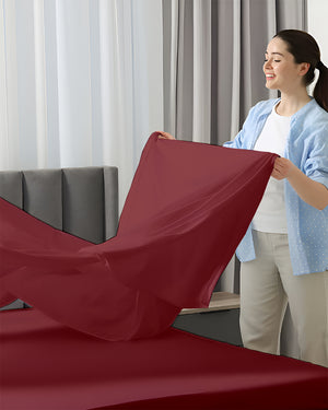 SleepEase Split Head 4 Piece Sheet Set- Burgundy