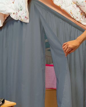 Flowyfrills– Microfiber Gathered Bed Skirt for Dorms - Dark Grey-Bed Skirts-Shreem Linen-Slumber Sphere