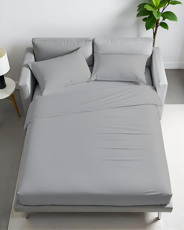 FlexFit Comfort Cotton 4-Piece Sleeper Sofa Sheet Set - Light Gray
