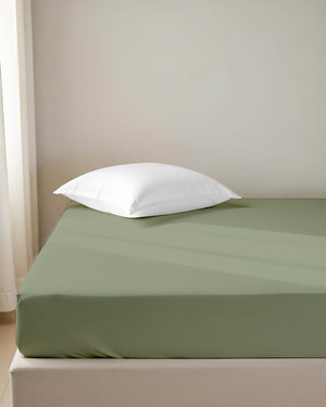 Luxe Giza Cotton 1 Piece Cot Fitted Sheet - Sage