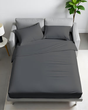 FlexFit Comfort Cotton 4-Piece Sleeper Sofa Sheet Set - Dark Gray