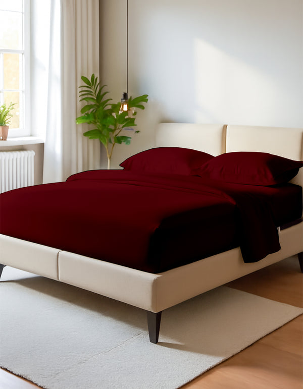 EliteFlex - 7 Piece Cotton Split Sheet Set for Adjustable Beds - Burgundy