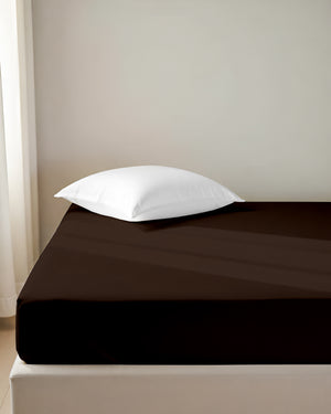 Luxe Giza Cotton 1 Piece Cot Fitted Sheet - Chocolate