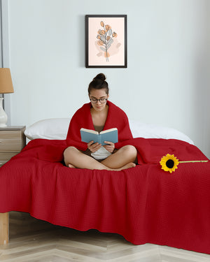 Havenweave Microfiber 1 Piece Waffle Coverlet - Candy Red-Bed Layers-Shreem Linen-Slumber Sphere