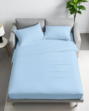 FlexFit Comfort Cotton 4-Piece Sleeper Sofa Sheet Set - Light Blue