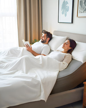 SleepSync Giza 1 Piece Split Head Fitted Sheet – Calm Light Gray