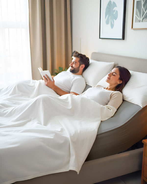 SleepSync Giza 1 Piece Split Head Fitted Sheet – Calm Light Gray