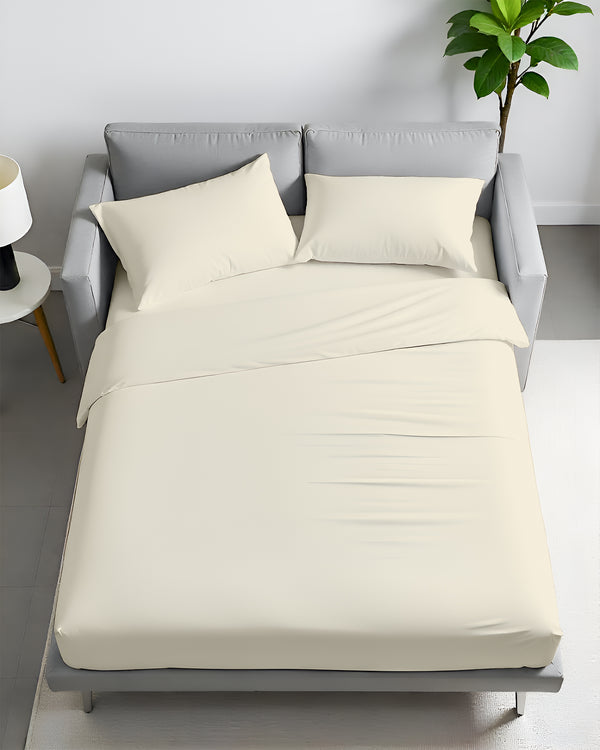 FlexFit Comfort Cotton 4-Piece Sleeper Sofa Sheet Set - Ivory