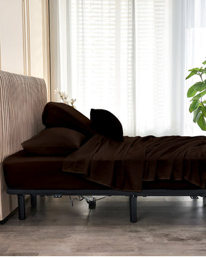 SplitLuxe Giza 4-Piece Split Head Sheet Set – Cocoa Chocolate