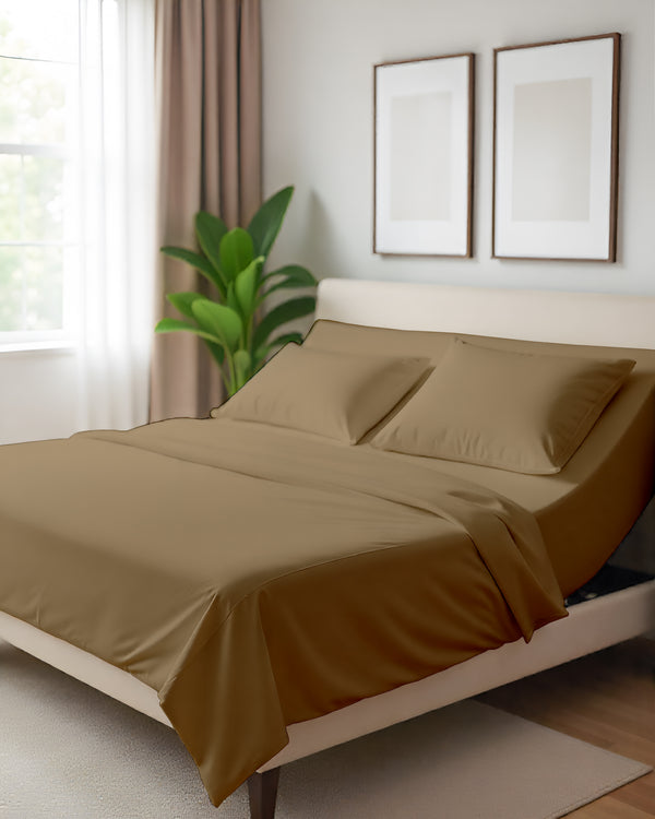 Serenity Split –  Premium Cotton 4 Piece Split Head Sheet Set- Taupe