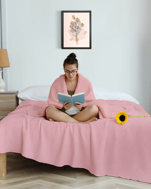 Havenweave Microfiber 1 Piece Waffle Coverlet - Blush Pink-Bed Layers-Shreem Linen-Slumber Sphere