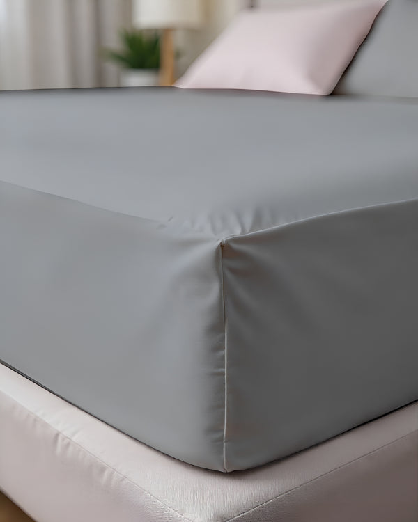 Royal Dreams, Extra Deep 4 Piece Cotton Sheet Set- Light Gray