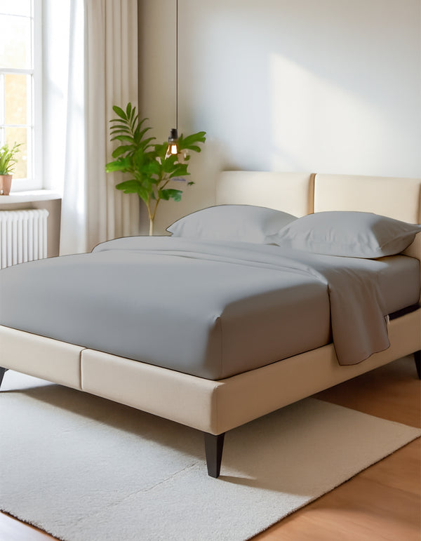 EliteFlex - 7 Piece Cotton Split Sheet Set for Adjustable Beds - Light Gray