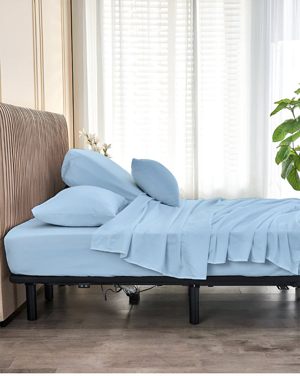 SplitLuxe Giza 4-Piece Split Head Sheet Set – Serenity Light Blue