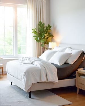 PureEase 1 Piece Top Split Microfiber Fitted Sheet- Dark Gray