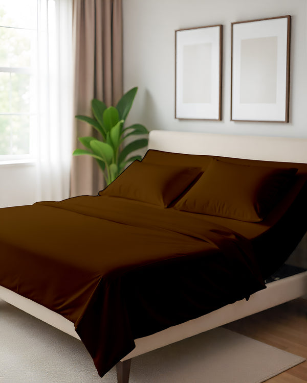 Serenity Split –  Premium Cotton 4 Piece Split Head Sheet Set- Chocolate