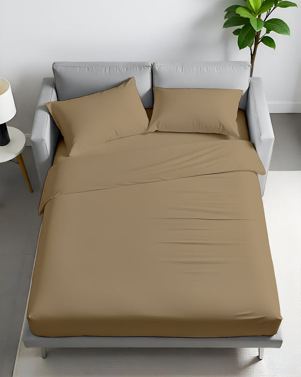 FlexFit Comfort Cotton 4-Piece Sleeper Sofa Sheet Set - Taupe