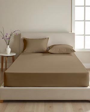 SleepNest 3 Piece Brushed Microfiber Fitted Sheet Set- Taupe