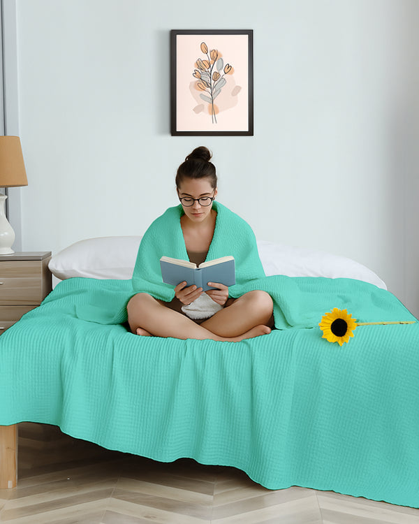 Havenweave Microfiber 1 Piece Waffle Coverlet - Turquoise-Bed Layers-Shreem Linen-Slumber Sphere