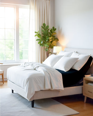 PureEase 1 Piece Top Split Microfiber Fitted Sheet- Navy Blue