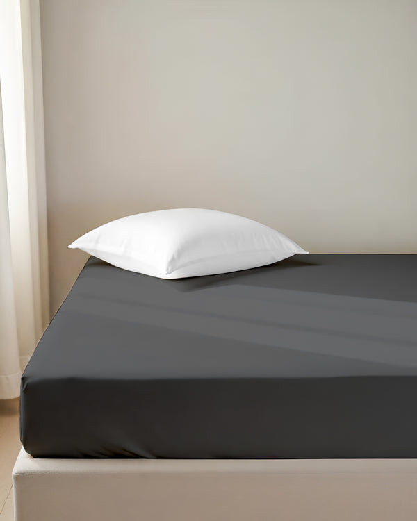 Luxe Giza Cotton 1 Piece Cot Fitted Sheet - Dark Gray