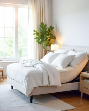 PureEase 1 Piece Top Split Microfiber Fitted Sheet- Ivory