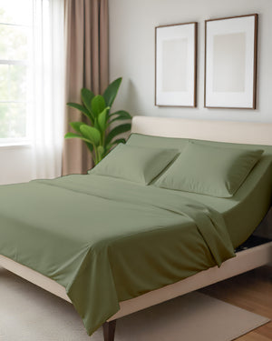 Serenity Split –  Premium Cotton 4 Piece Split Head Sheet Set- Sage
