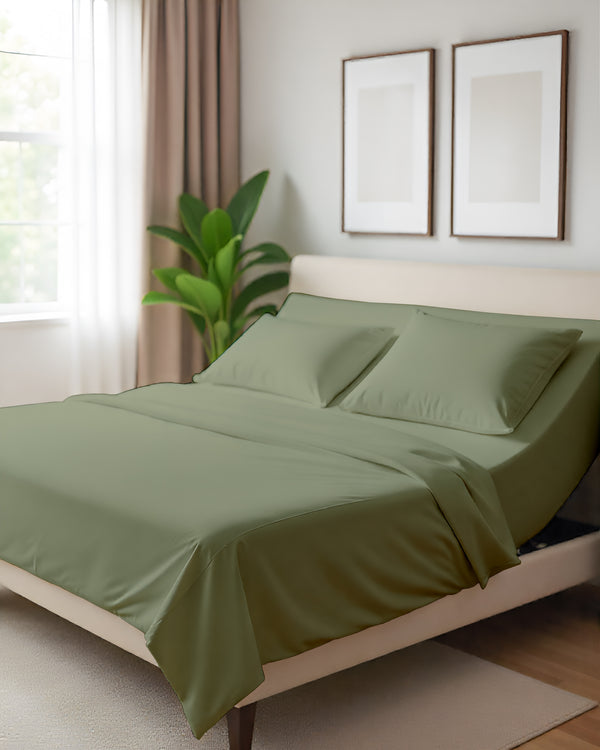 Serenity Split –  Premium Cotton 4 Piece Split Head Sheet Set- Sage