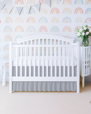 Microfiber Ruffled Crib Bed Skirt with Split Corners- Light Gray-baby bedding-Shreem Linen-Slumber Sphere