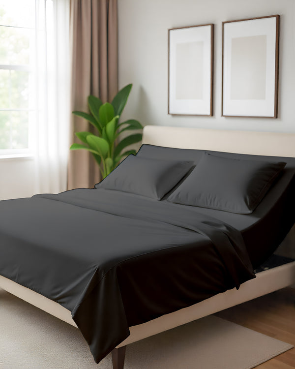 Serenity Split –  Premium Cotton 4 Piece Split Head Sheet Set- Dark Gray
