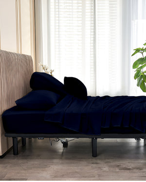 SplitLuxe Giza 4-Piece Split Head Sheet Set – Midnight Navy Blue