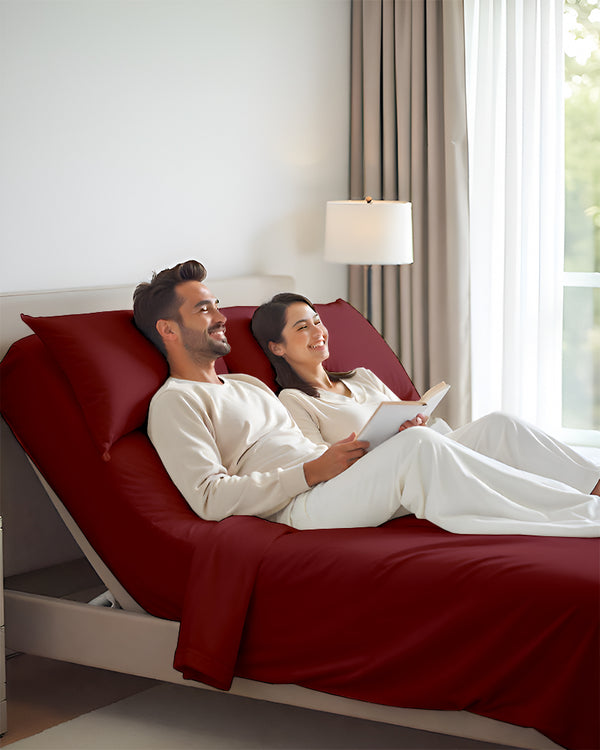 SleepEase Split Head 4 Piece Sheet Set- Burgundy