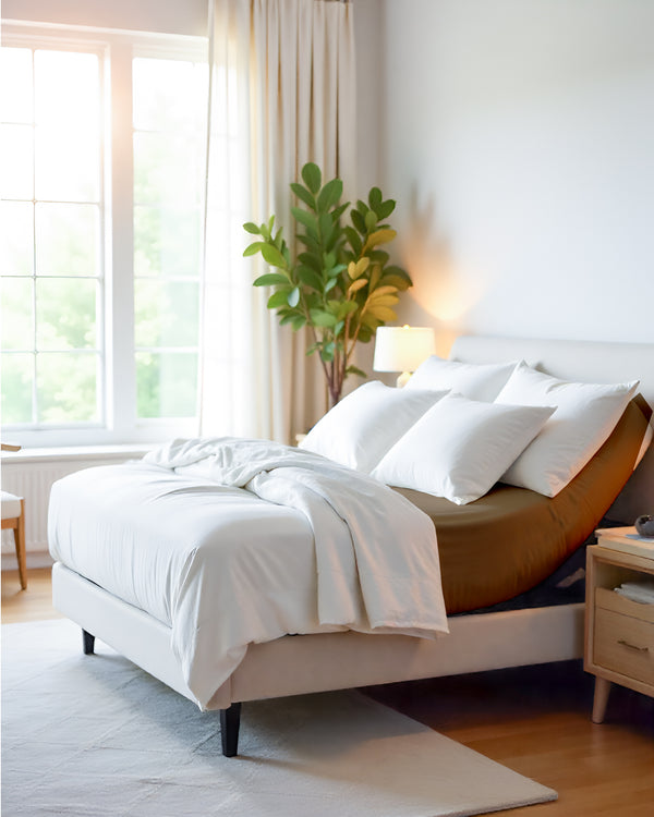 PureEase 1 Piece Top Split Microfiber Fitted Sheet- Taupe