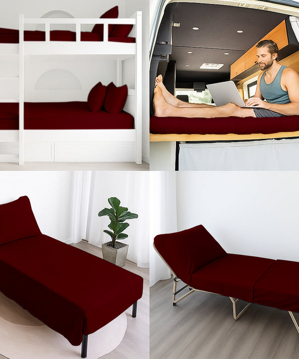 LuxeLayer Giza Cotton 4 Piece Cot Sheet Set - Burgundy