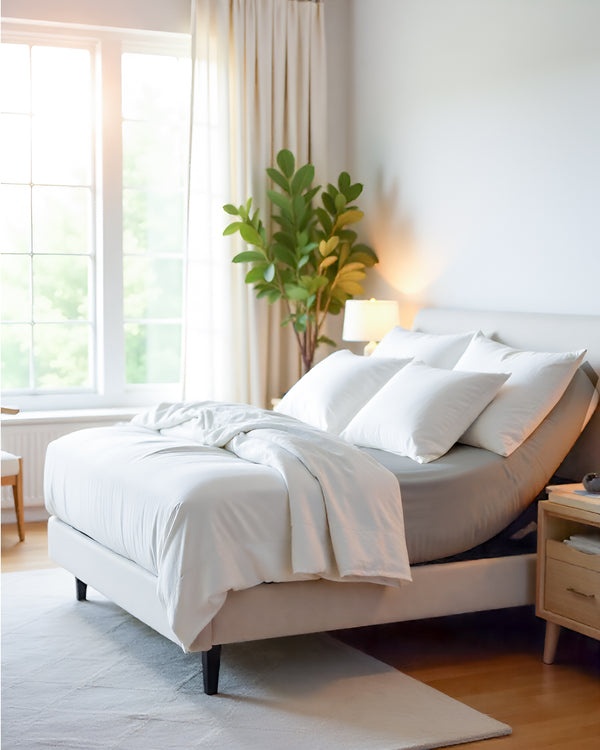 PureEase 1 Piece Top Split Microfiber Fitted Sheet- Light Gray