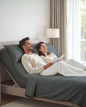 SleepEase Split Head 4 Piece Sheet Set- Dark Gray